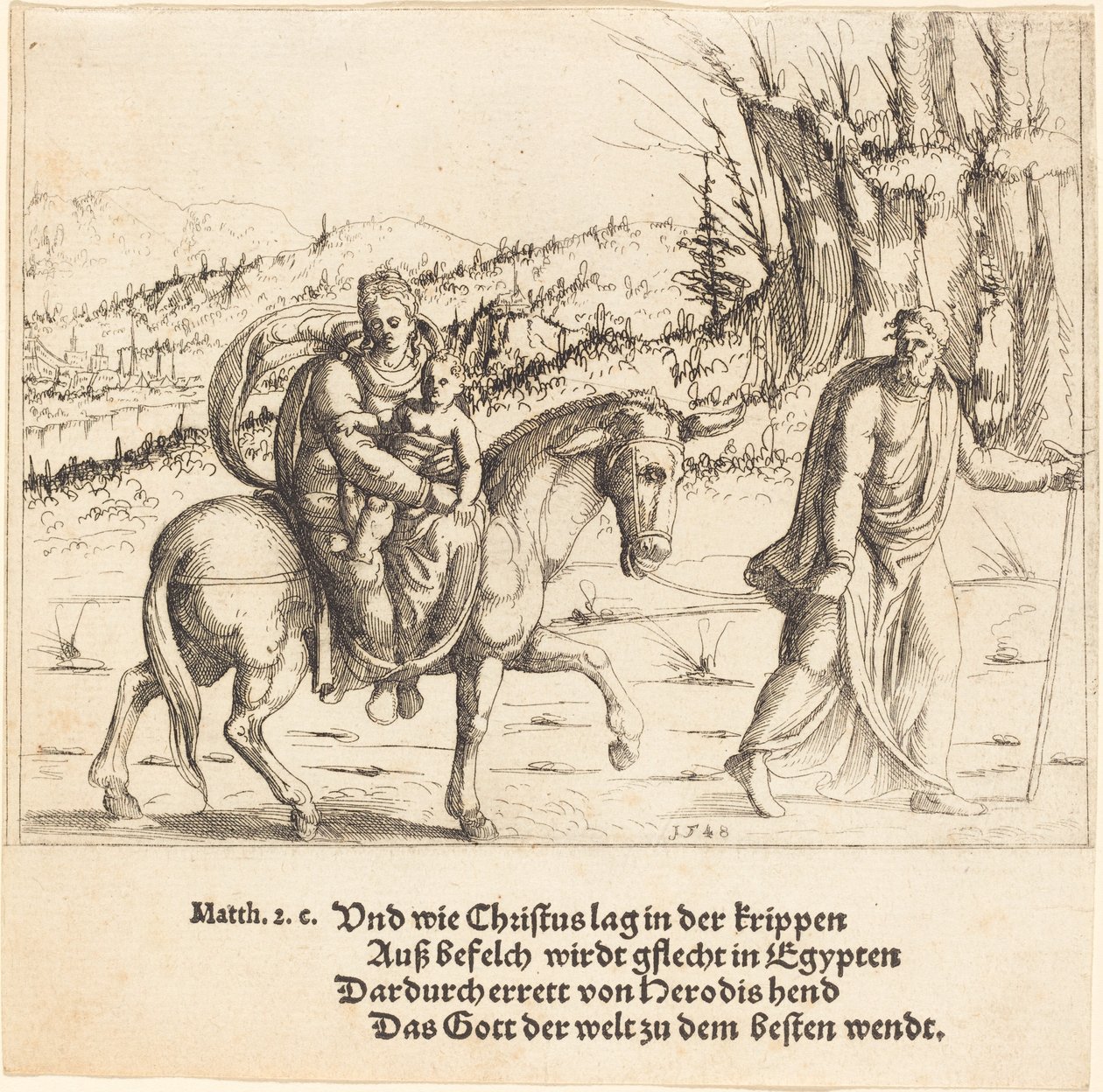 逃往埃及，1548年。 作者 奥古斯丁·赫希沃格尔