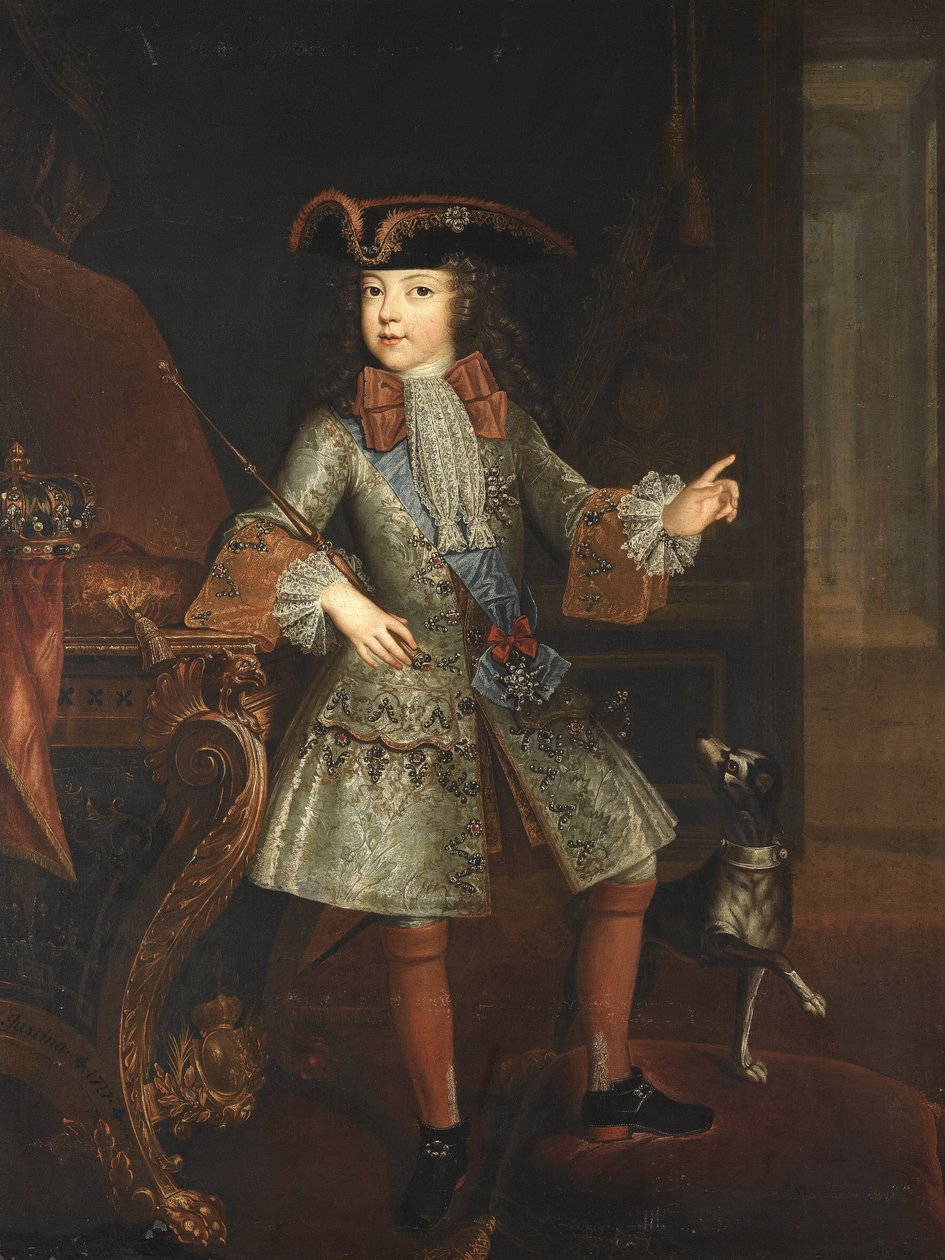路易十五国王（1710-1774 年）童年肖像》--奥古斯丁-乌达尔-贾斯蒂纳（-1743 年）。布面油画 作者 奥古斯丁·乌达特·贾斯汀纳特