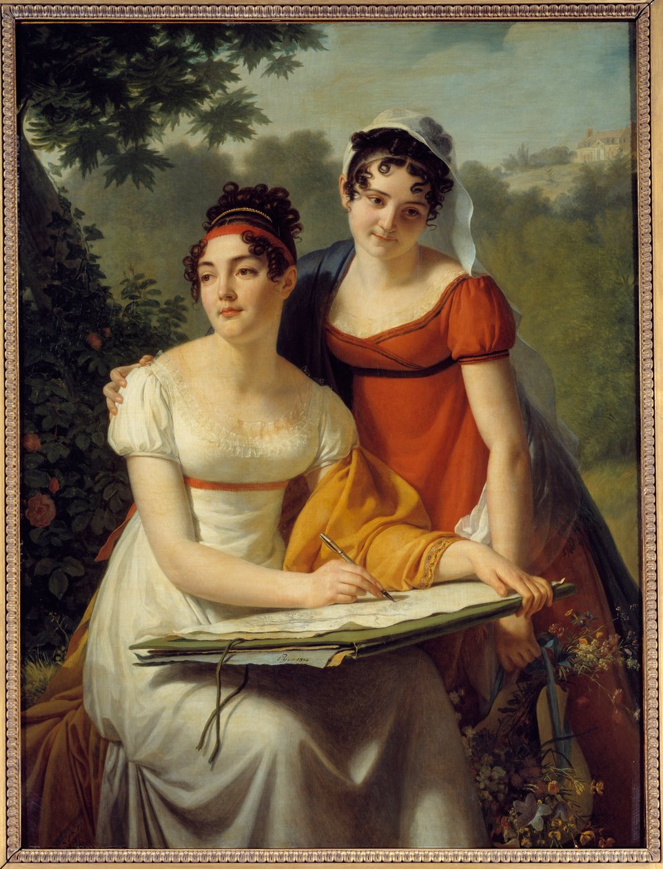 杜瓦尔女士的画像。 雅克·奥古斯丁·凯瑟琳 (Jacques-Augustin-Catherine) Pajou (1766-1828) 的绘画 作者 奥古斯丁帕茹