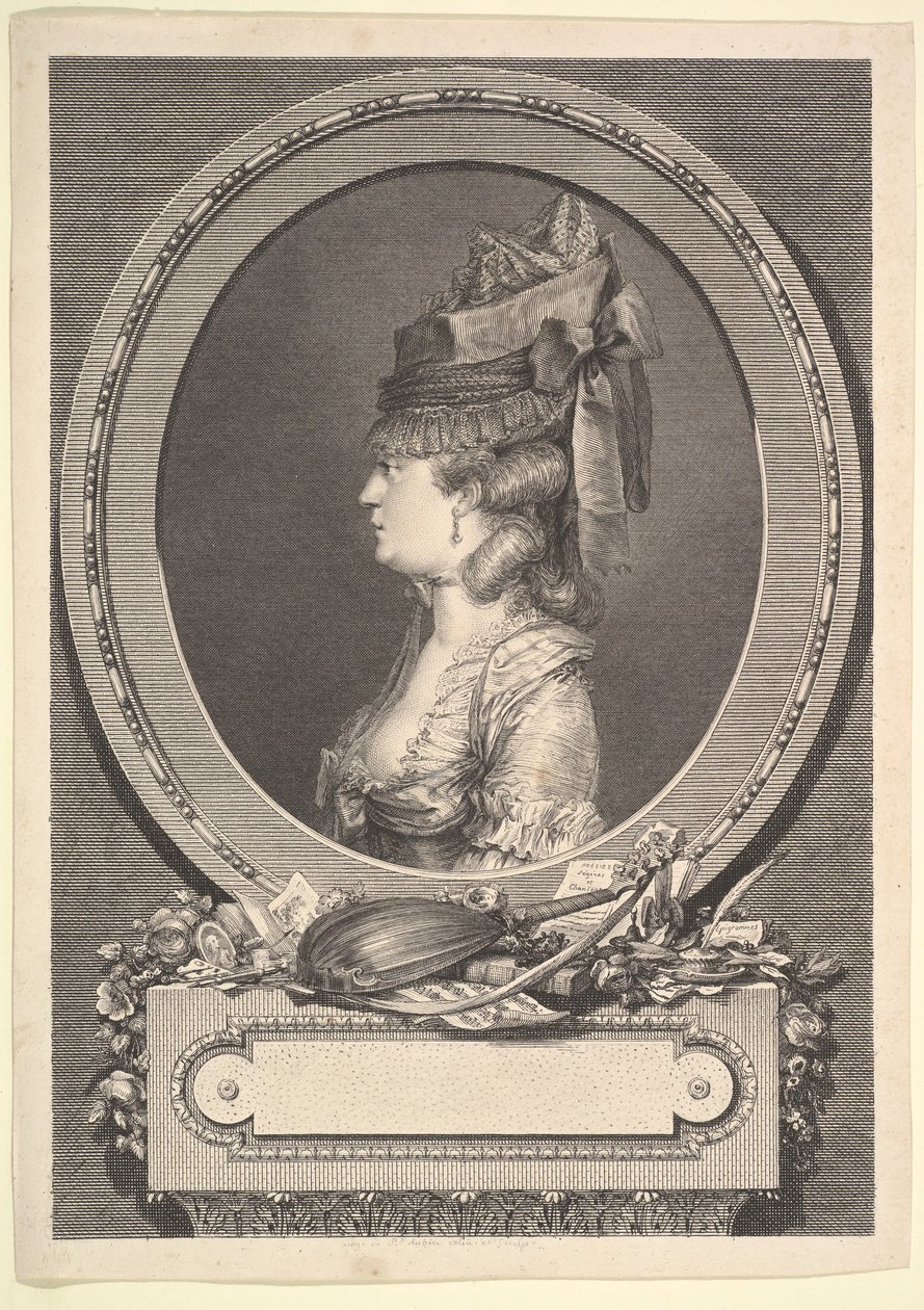 艾德丽安·索菲·侯爵夫人的画像，1779年。 作者 奥古斯丁·德·圣奥宾