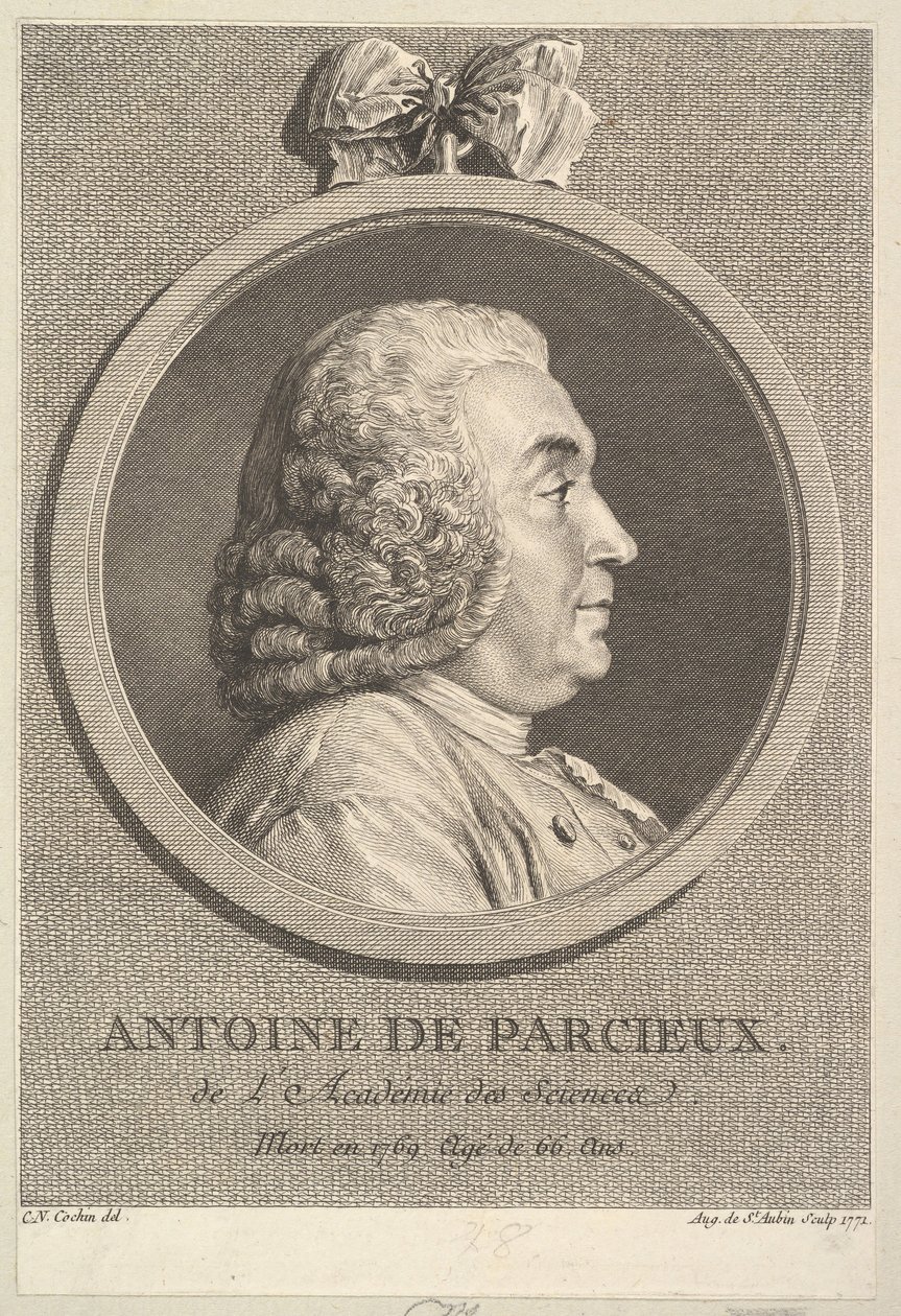 Antoine de Parcieux肖像，1771年。 作者 奥古斯丁·德·圣奥宾