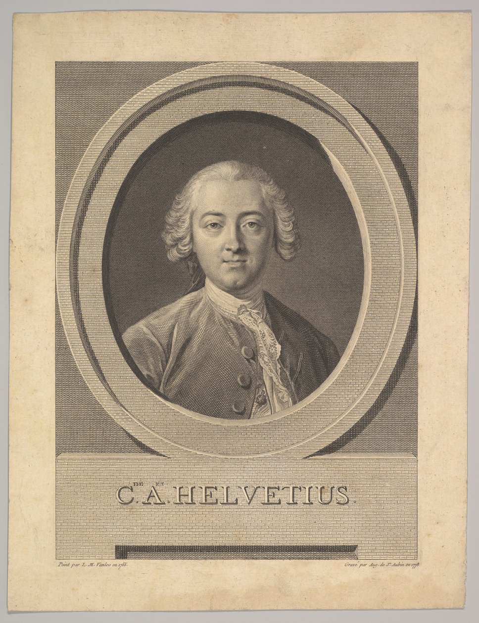 克劳德·阿德里安·赫尔维修斯（Claude AdrienHelvétius）的肖像（1715-1771），1772年。 作者 奥古斯丁·德·圣奥宾