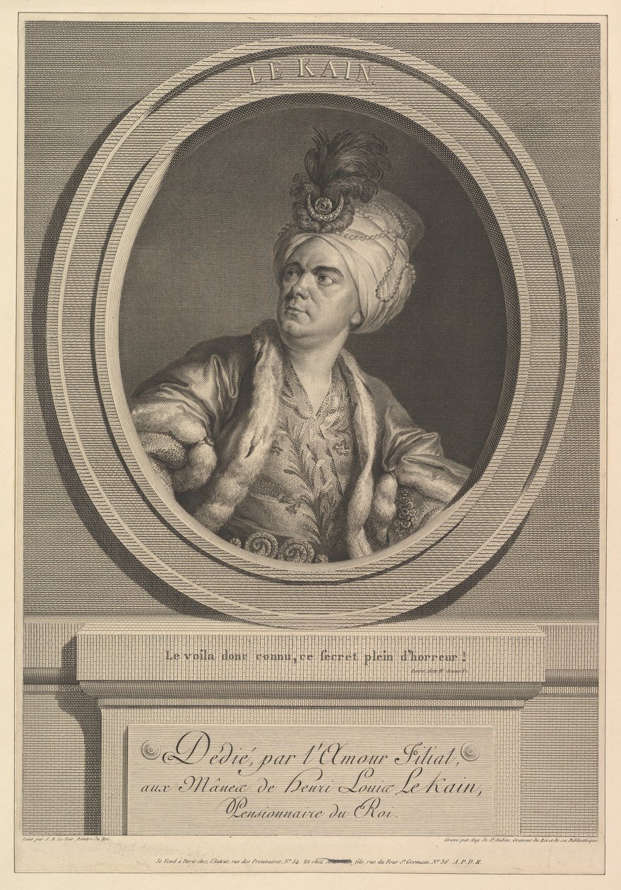 Henri-Louis Le Kain肖像，1788年。 作者 奥古斯丁·德·圣奥宾
