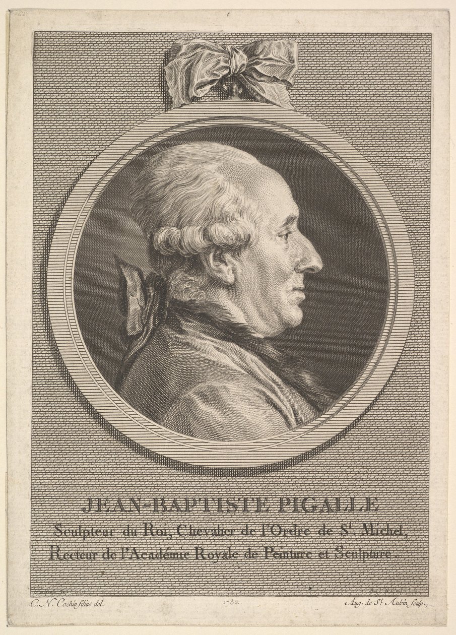 让-巴蒂斯特·皮加勒（Jean-Baptiste Pigalle）的肖像，1782年。 作者 奥古斯丁·德·圣奥宾