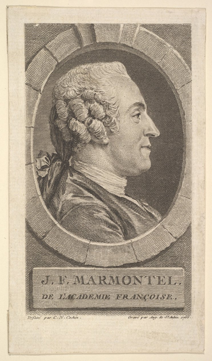 让·弗朗索瓦·马蒙特（Jean-Francoise Marmontel）的肖像，1765年。 作者 奥古斯丁·德·圣奥宾