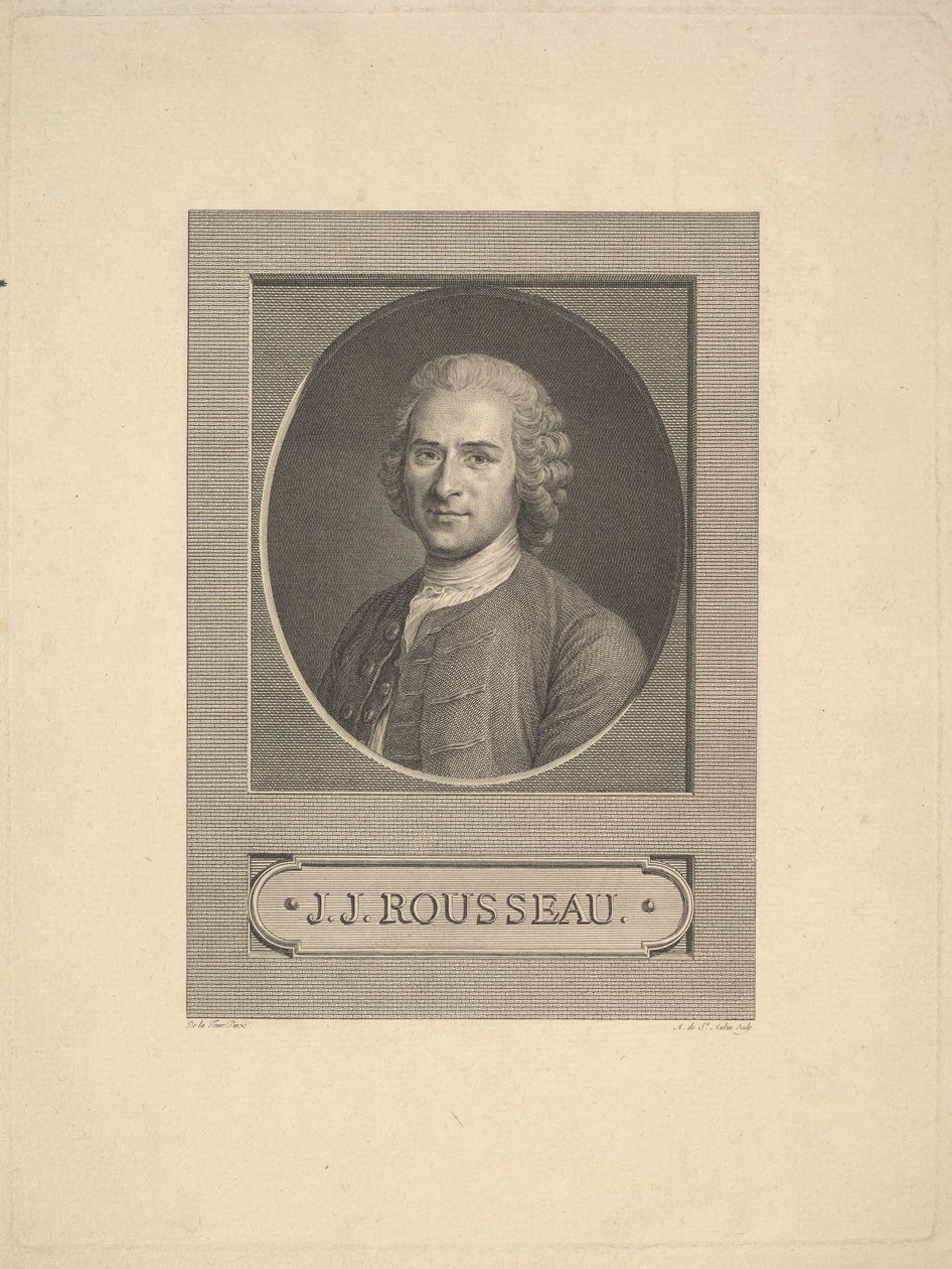 让·雅克·卢梭（Jean-Jacques Rousseau）的肖像，1777年。 作者 奥古斯丁·德·圣奥宾