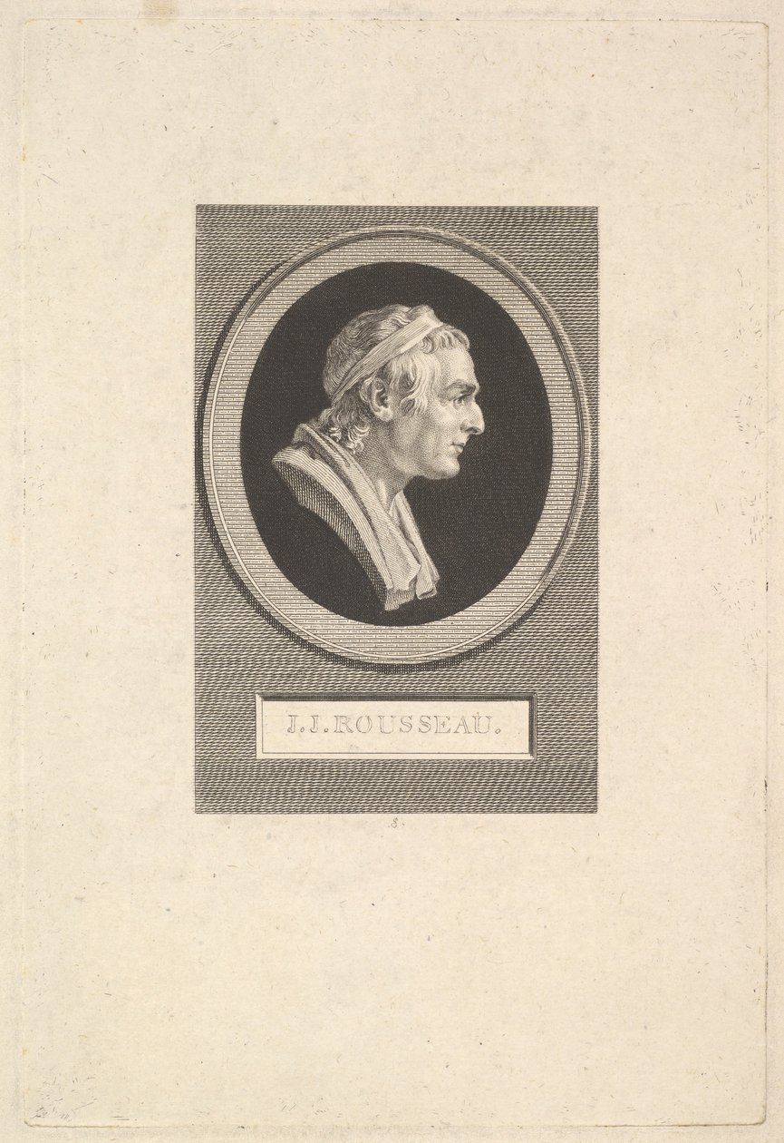 尚·雅克·卢梭（Jean-Jacques Rousseau）的画像，1801年。 作者 奥古斯丁·德·圣奥宾