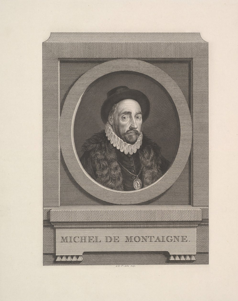 Michel de Montaigne肖像，1774年。 作者 奥古斯丁·德·圣奥宾
