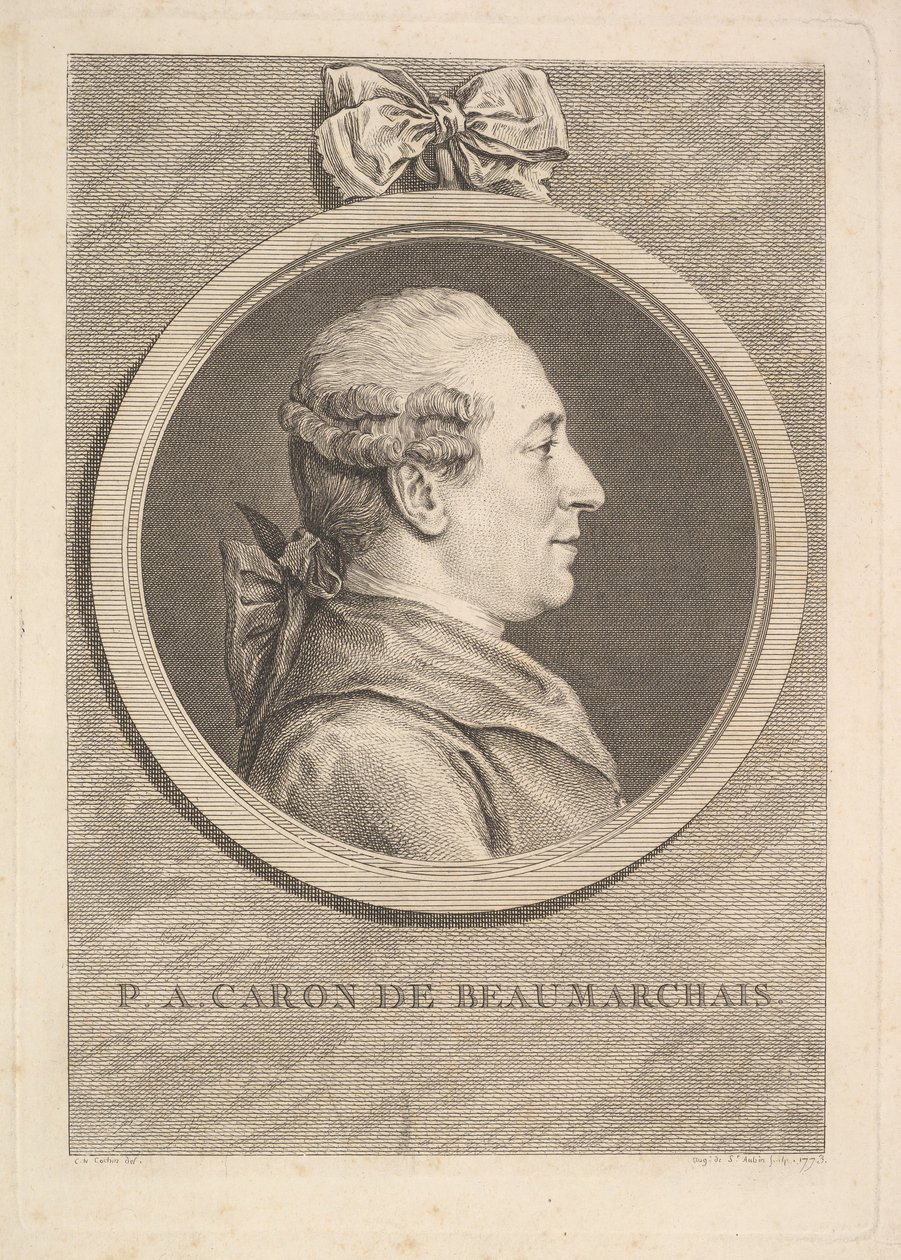 PA Caron de Beaumarchais的肖像，1773年。 作者 奥古斯丁·德·圣奥宾