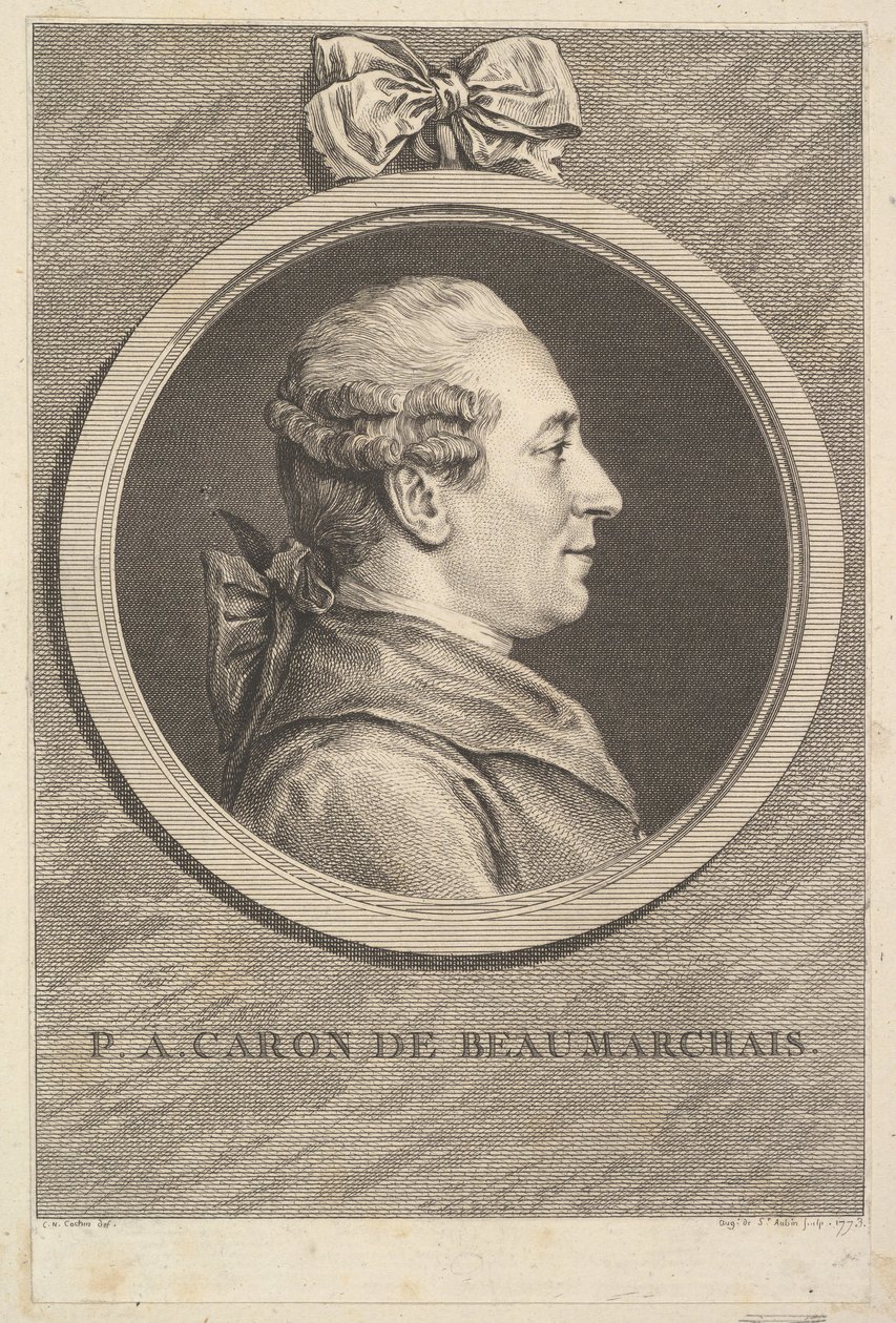 PA Caron de Beaumarchais的肖像，1773年。 作者 奥古斯丁·德·圣奥宾