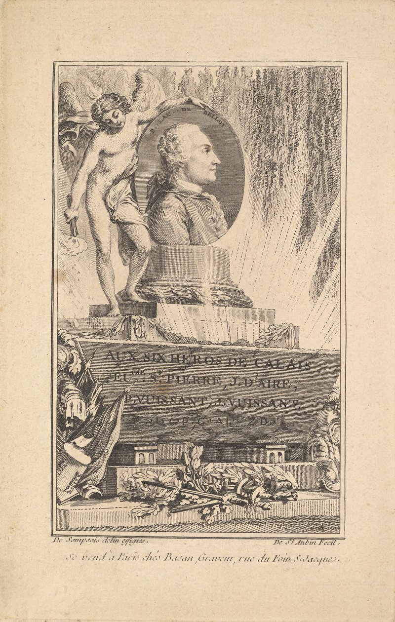 Pierre Laurent de Belloy的画像，约。 1765年。 作者 奥古斯丁·德·圣奥宾