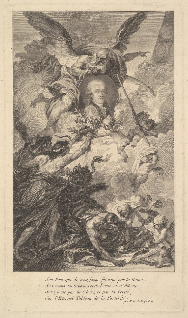 西蒙·尼古拉斯·亨利·林格（Simon-Nicolas-Henri Linguet）的肖像，1780年。 作者 奥古斯丁·德·圣奥宾