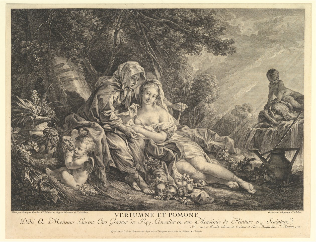 Vertumnus和Pomona，1765年。 作者 奥古斯丁·德·圣奥宾