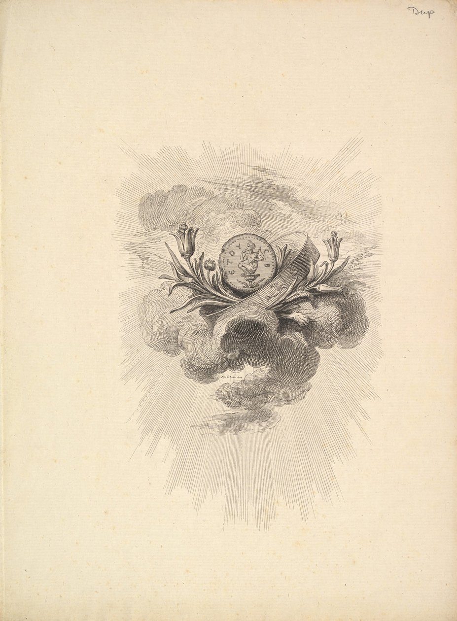 小品文摘，描绘了大花po和莲花，第一卷，第12页，来自D ...，1778-80年。 作者 奥古斯丁·德·圣奥宾