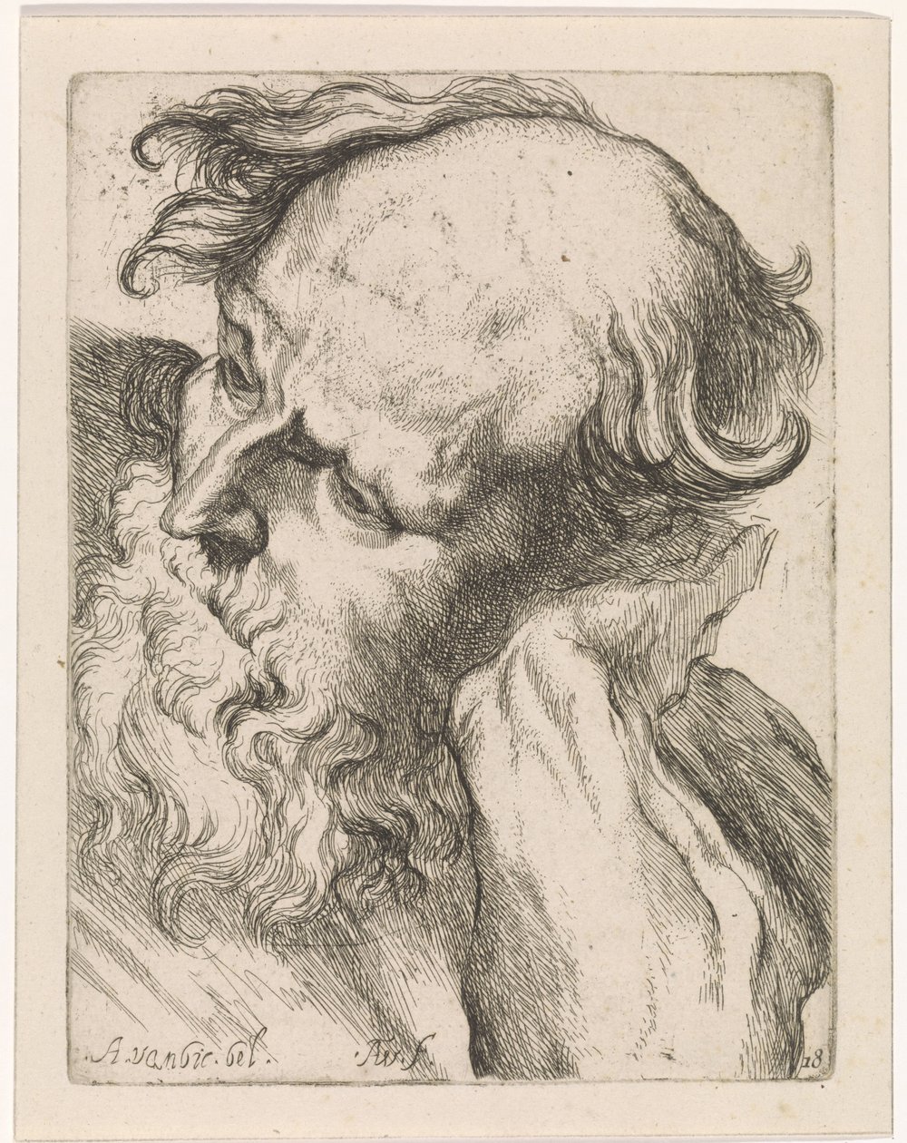 老人的头（约瑟夫）
根据安东尼-凡-戴克（Anthony van Dyck）的古典雕塑和人物绘制的画册研究（系列名称 作者 奥古斯丁·特韦斯顿（一）