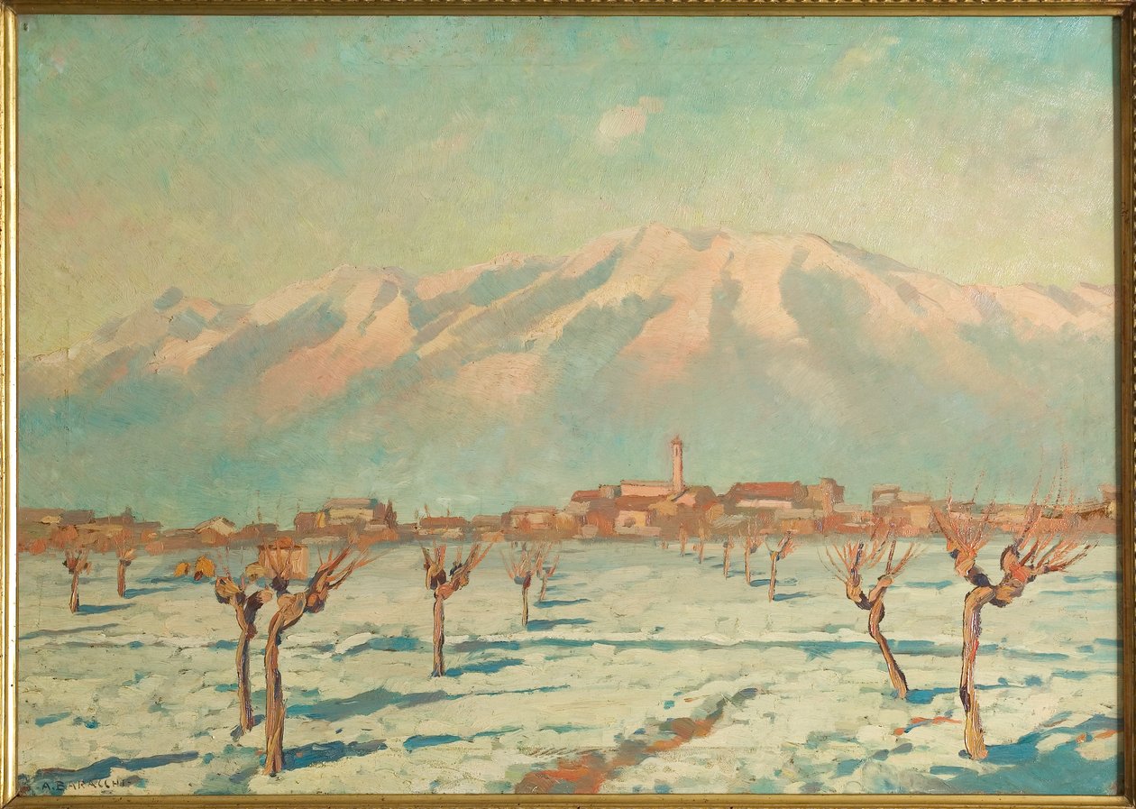 白雪覆盖的风景（石板油画） 作者 奥古斯托·巴拉基
