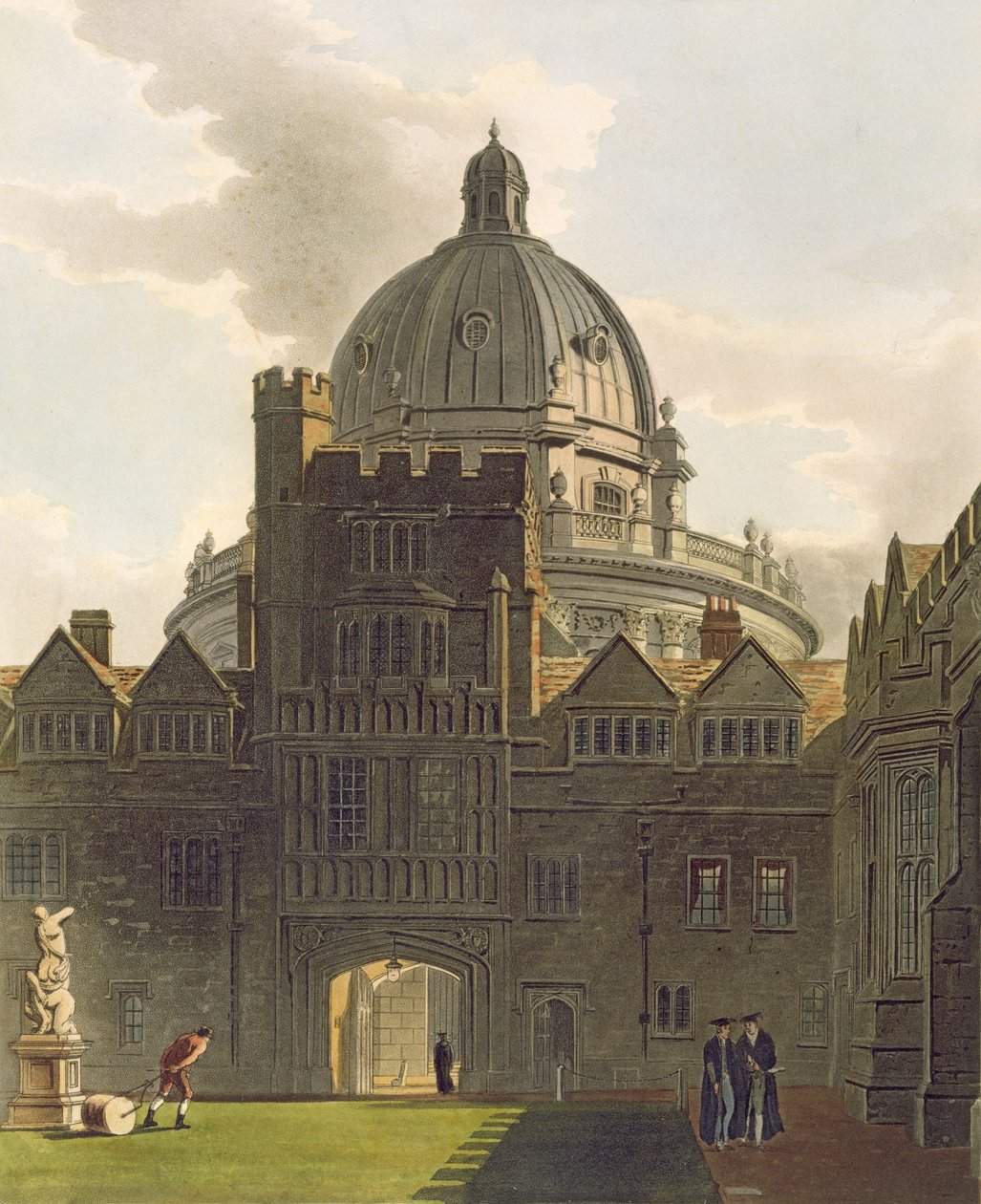 Brasenose学院和Radcliffe图书馆的外观，来自&39;牛津历史&39;的插图，由J. Bluck（fl.1791-1831）pub雕刻。作者：R. Ackermann，1814年（aquatint） 作者 奥古斯都·查尔斯·普金