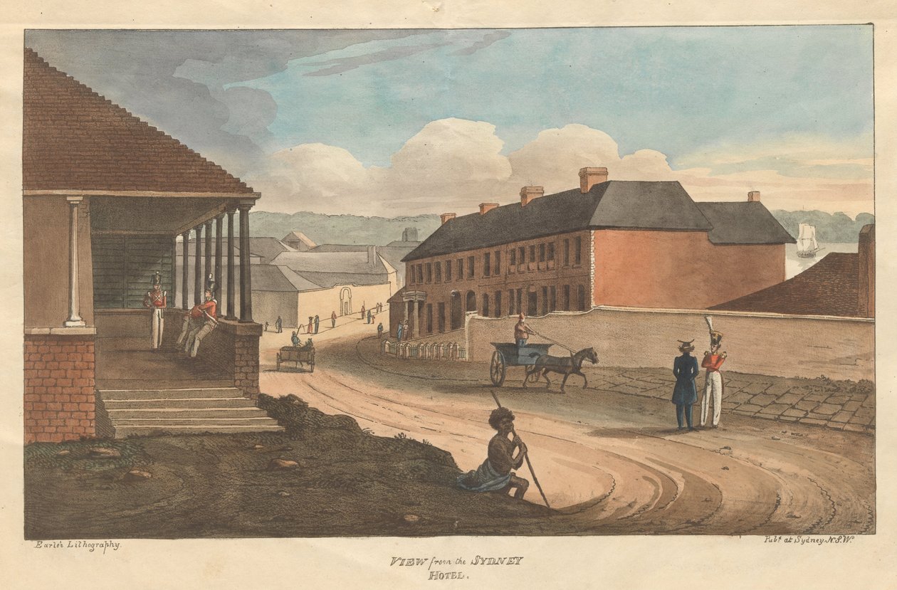 查看从悉尼HotelEarle，奥古斯都。澳大利亚的观点。 Sydney-Earles Lithography，1826。 作者 奥古斯都·厄尔