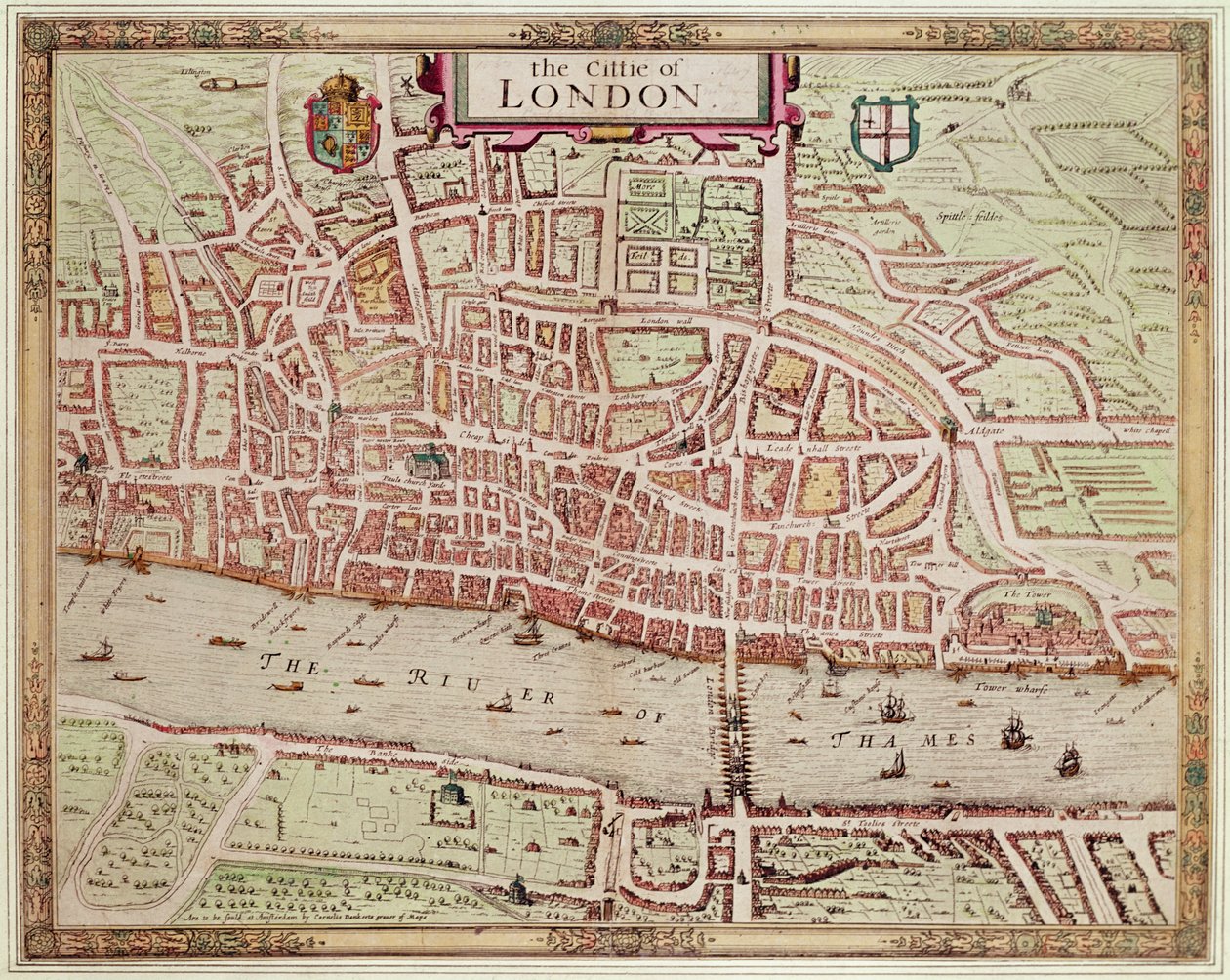 &39;伦敦的Cittie&39;地图，1633年（手工彩色雕刻） 作者 奥古斯都·莱瑟