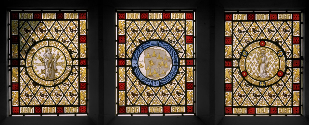 客厅窗户与Netherlandish Roundels，1844年 作者 奥古斯都·韦尔比·诺斯莫尔·普金