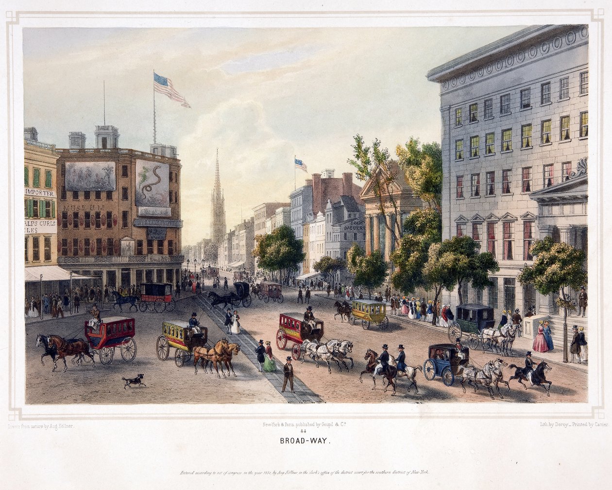 Broad-Way, pub.1850年（彩色平版印刷）。 作者 奥古斯都（后）科尔纳