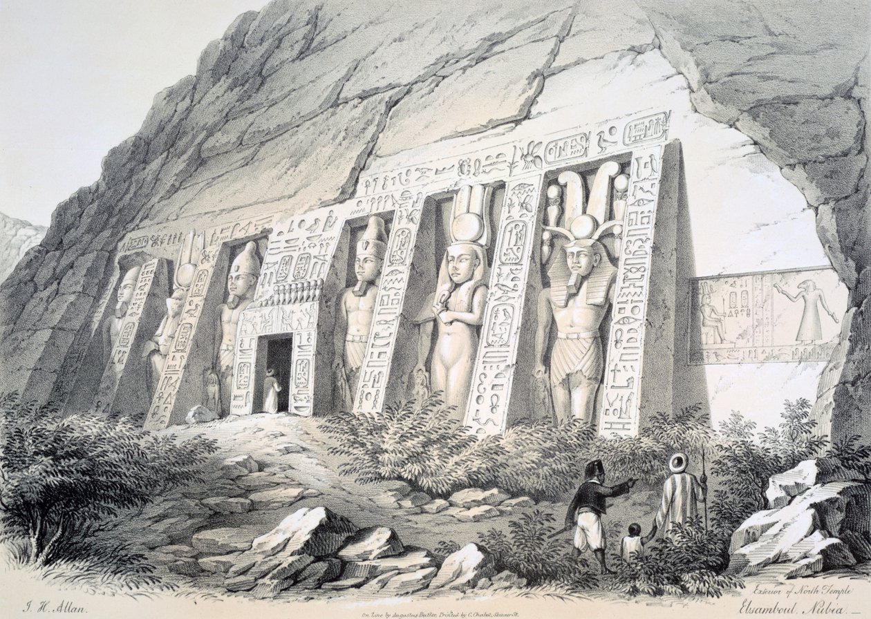 北神庙的外部，埃比亚，努比亚，c1850 作者 奥古斯都·巴特勒