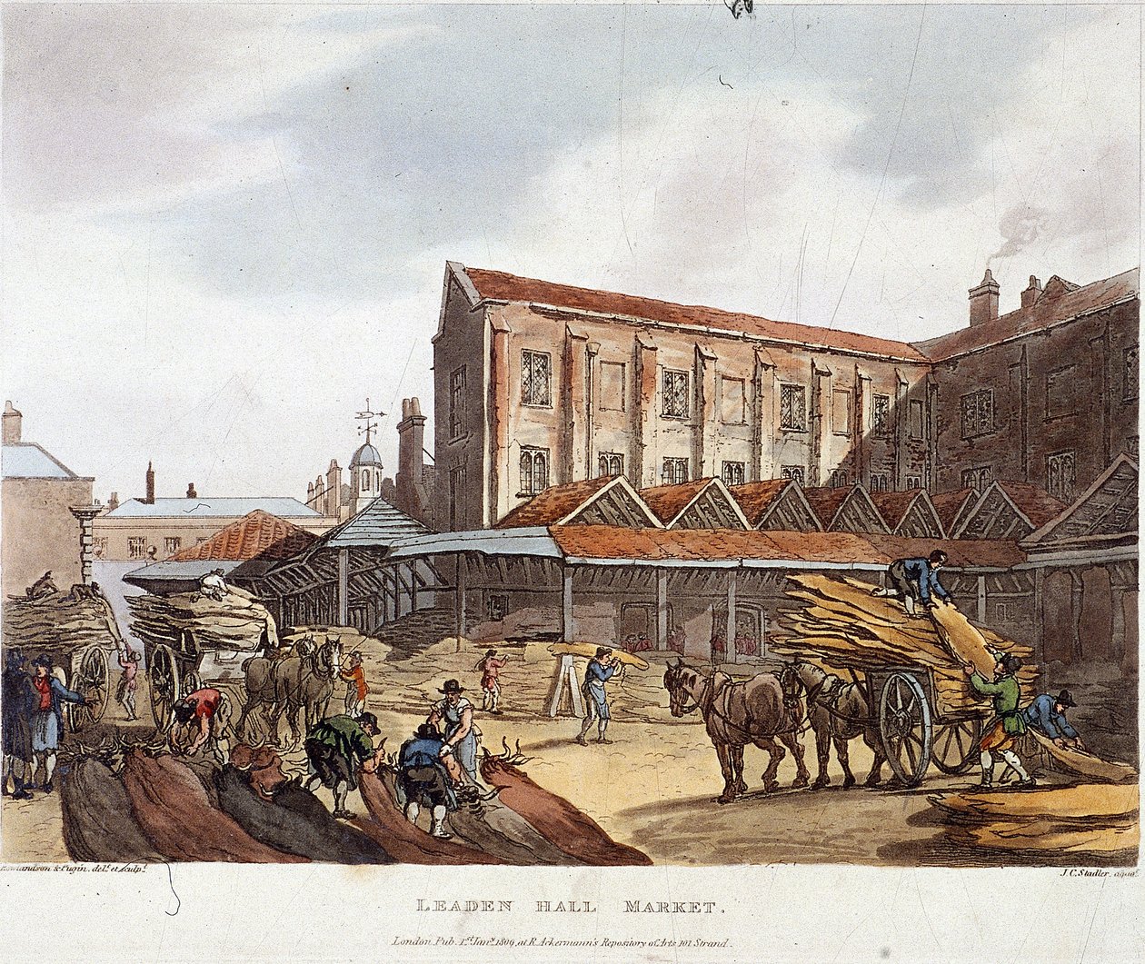 伦敦Leadenhall市场，1809年 作者 奥古斯都·查尔斯·普金，托马斯·罗兰森