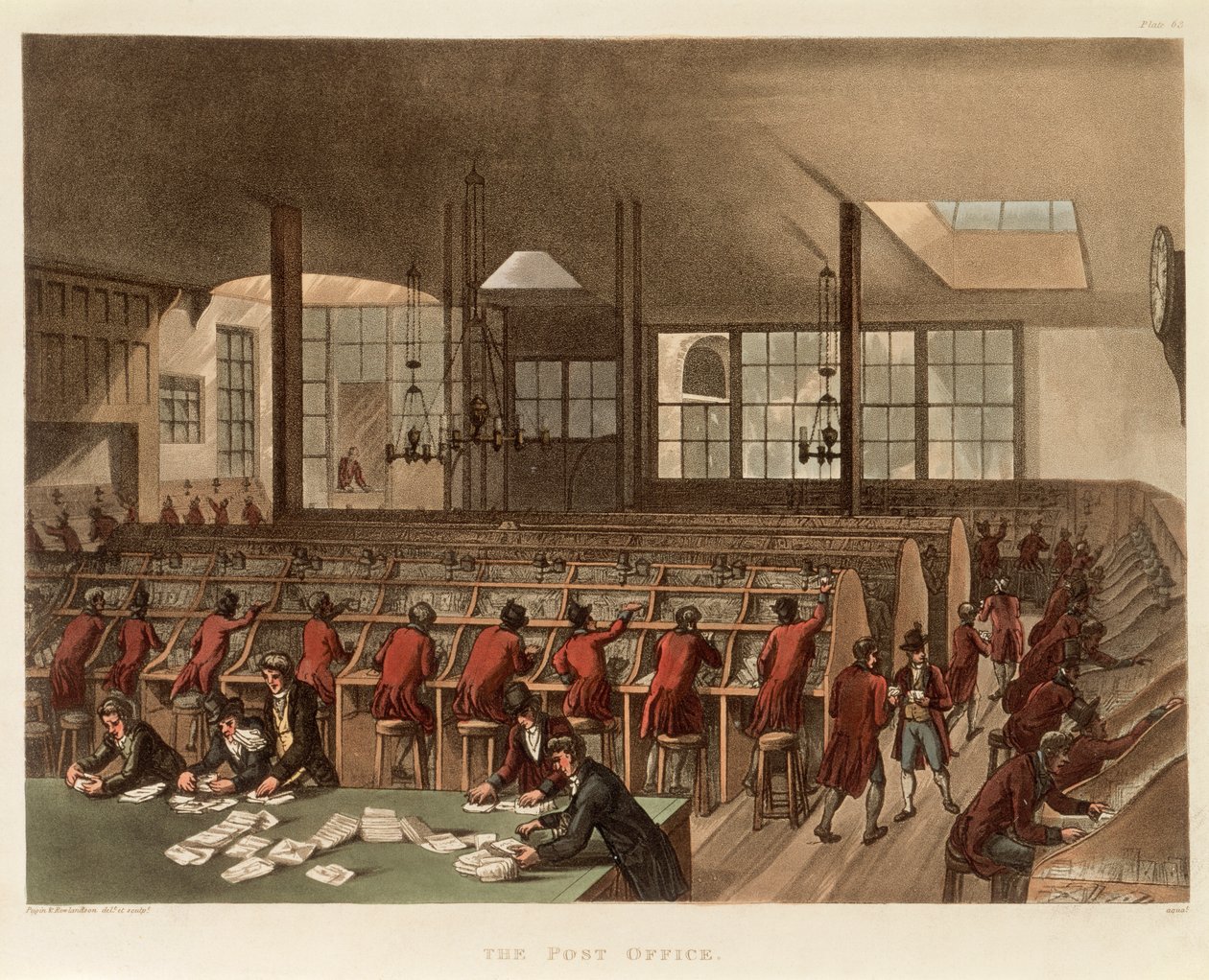 邮局，约1808年 作者 奥古斯都·查尔斯·普金，托马斯·罗兰森