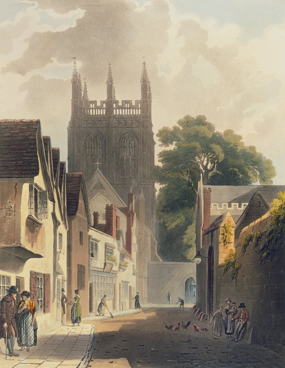 牛津的Magpie Lane，来自J. Bluck（fl.1791-1831）pub的“牛津历史”的插图。作者：R. Ackermann，1813年（彩色aquatint） 作者 奥古斯都·查尔斯·普金