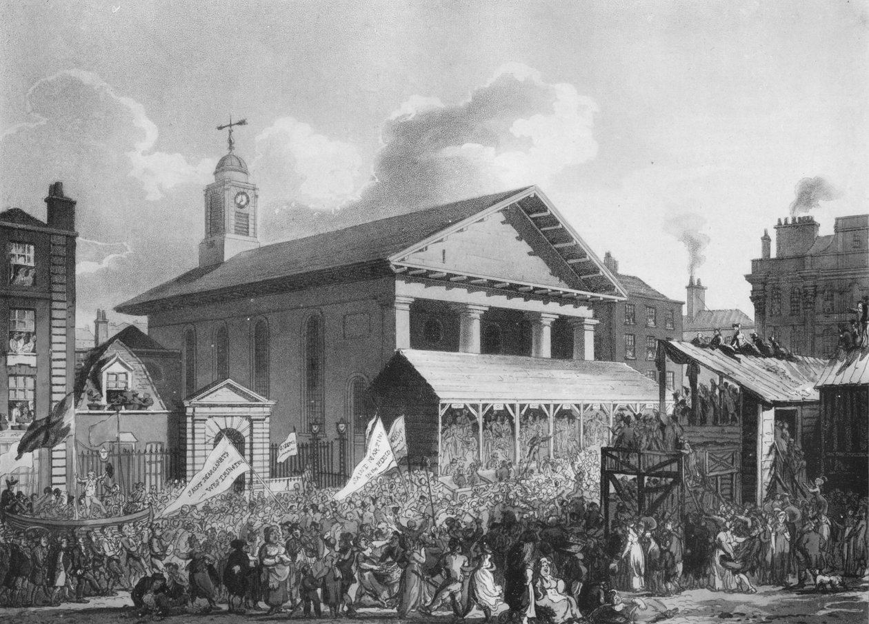 圣保罗教堂，考文特花园市场，在1808年1911年威斯敏斯特选举中 作者 奥古斯都·查尔斯·普金