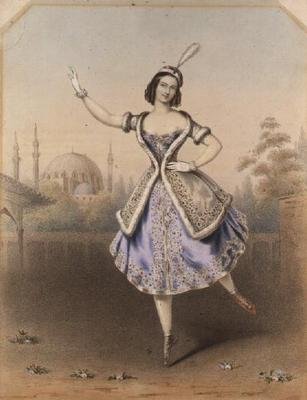 范妮-塞里托（1817-1909）在 "La Lituana"（石版画）中。 作者 奥古斯都·朱尔斯·布维尔