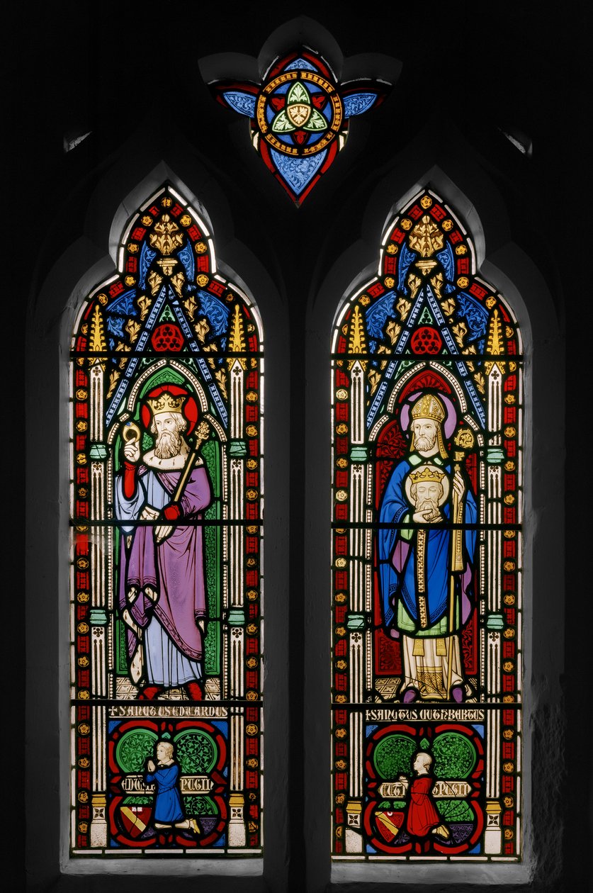 Edward the Confessor和St. Cuthbert，Chapel Window，1844年（彩色玻璃） 作者 奥古斯都·韦尔比·诺斯莫尔·普金