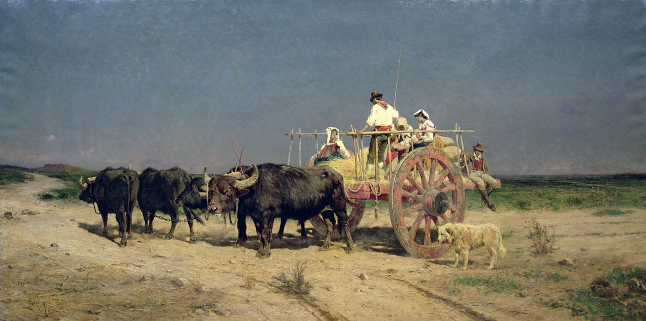 与水牛城在海边的马车 作者 奥雷利奥·提拉泰利（Aurelio Tiratelli）