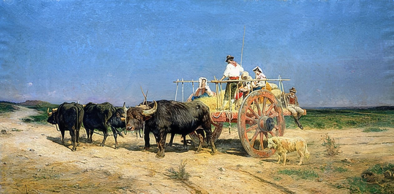 水牛拉的马车 作者 奥雷利奥·提拉泰利（Aurelio Tiratelli）