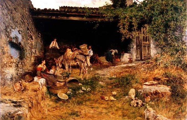 意大利农庄（面板油画） 作者 奥雷利奥·提拉泰利（Aurelio Tiratelli）