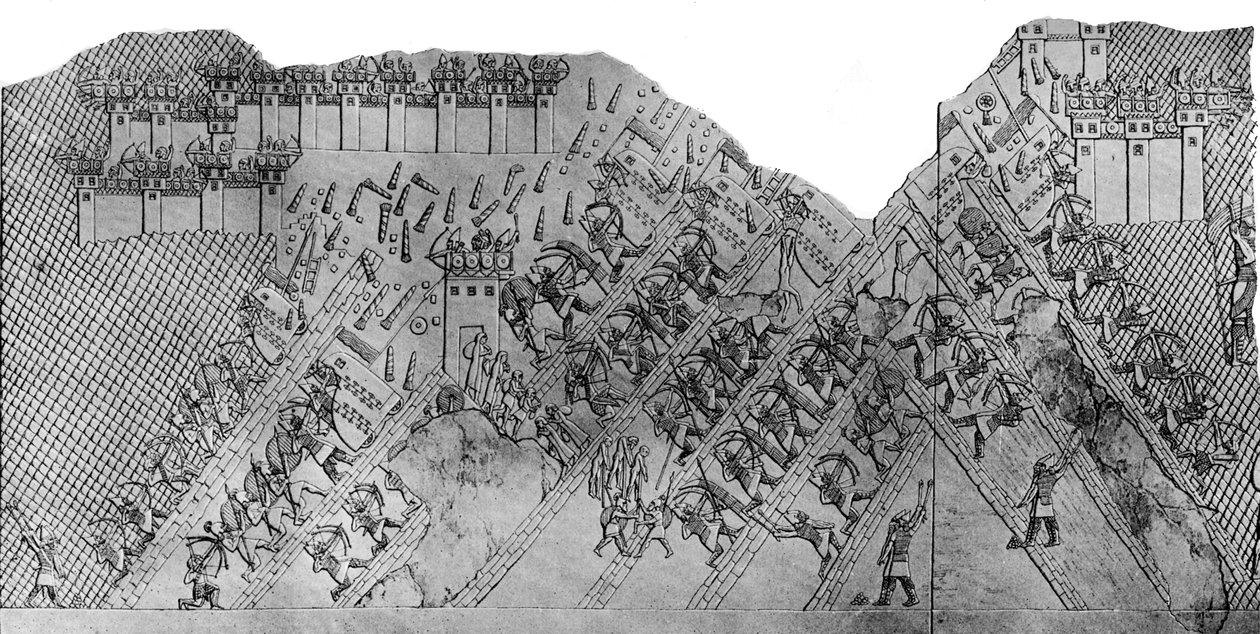 公元前700-692年，约c1900-1920年，袭击拉吉市。 作者 奥斯丁·亨利·拉亚德