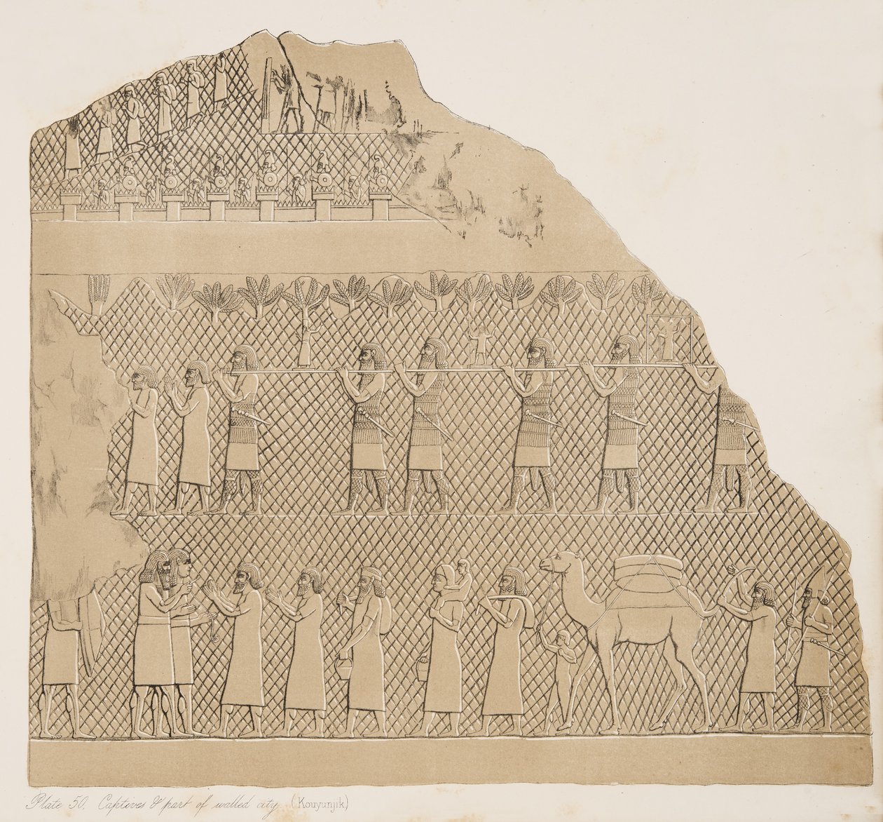 1858年尼尼微纪念碑的俘虏和城墙（Kouyunjik）插图的一部分 作者 奥斯丁·亨利·拉亚德
