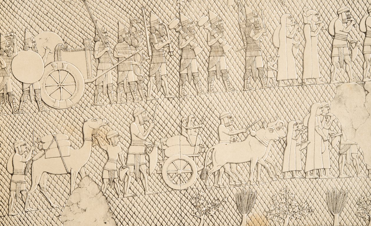 从俘虏和破坏的细节从市Lachich，从Nineveh的纪念碑的例证，1858年 作者 奥斯丁·亨利·拉亚德