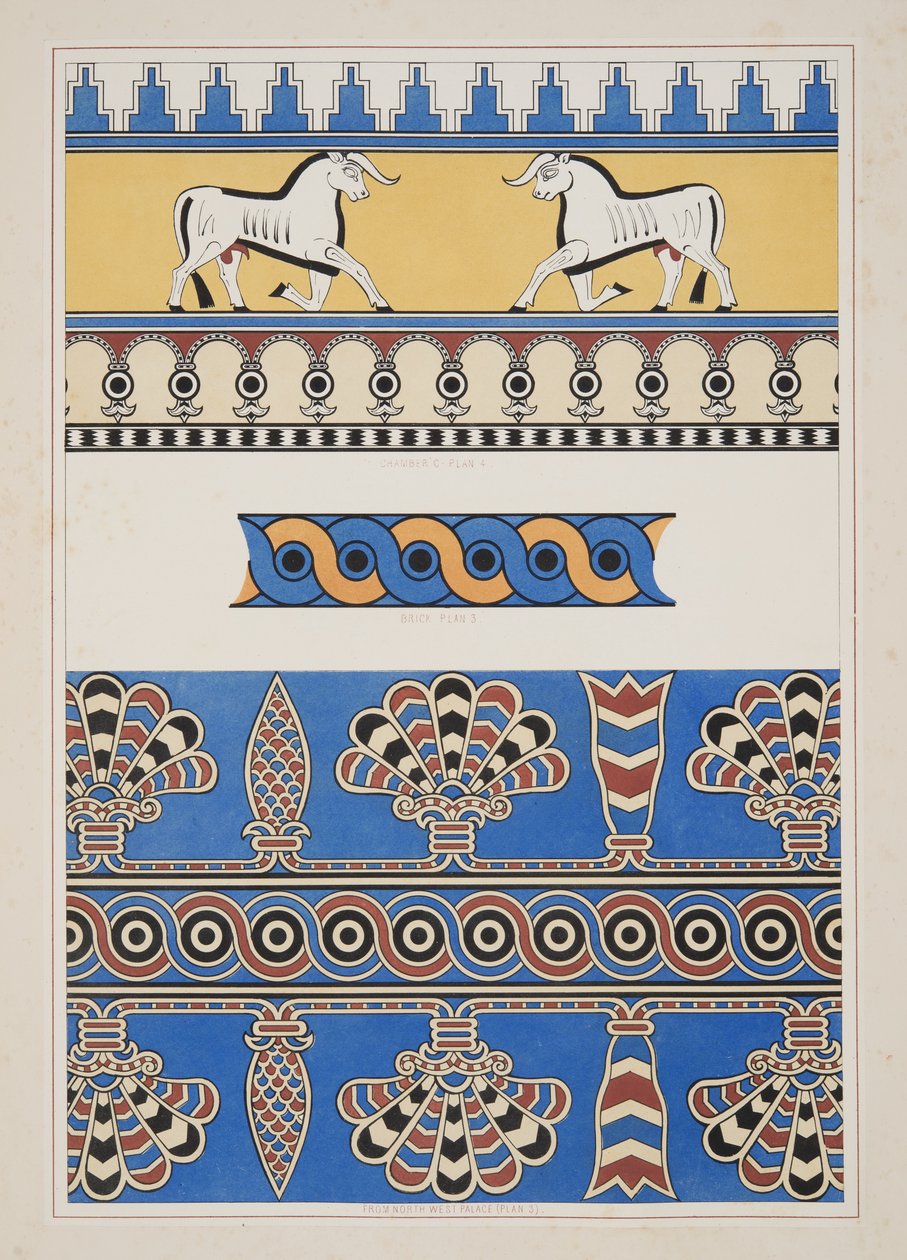 来自Nimroud的彩绘饰品，来自Nineveh纪念碑，酒吧。 1849年 作者 奥斯丁·亨利·拉亚德