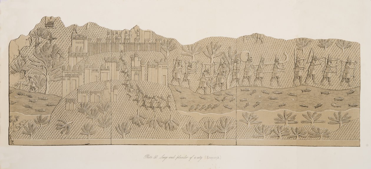 围攻和掠夺一个城市（Kouyunjik），从Nineveh纪念碑，酒吧。 1849年 作者 奥斯丁·亨利·拉亚德