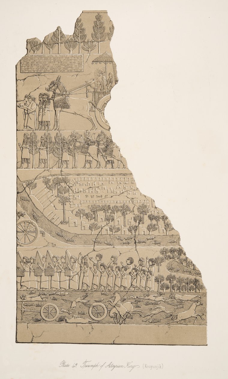 亚述王（Kouyunjik）的胜利，来自Nineveh纪念碑，酒吧。 1849年 作者 奥斯丁·亨利·拉亚德