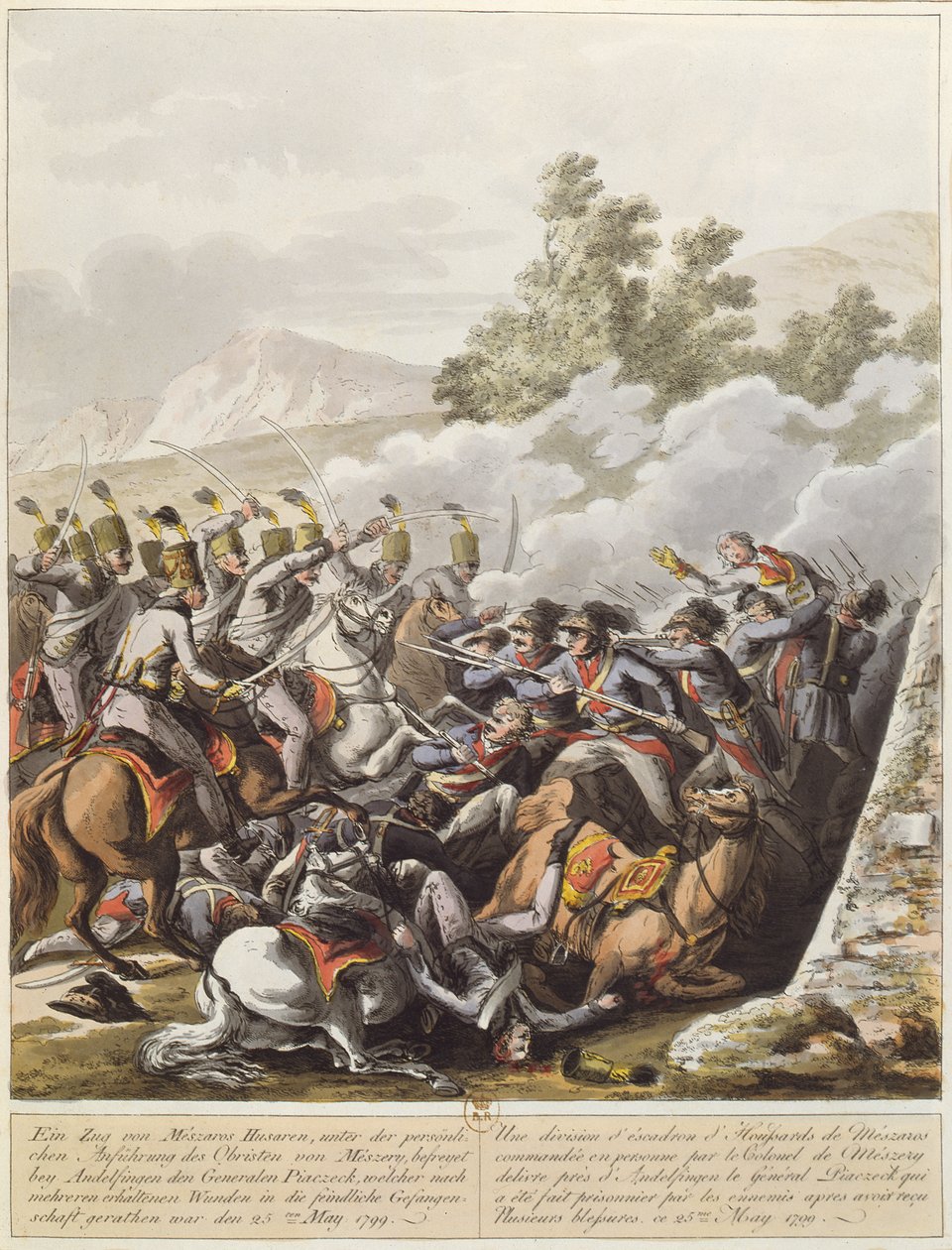 1799年5月25日在Andelfingen，法国革命战争期间在瑞士发生的事件，c.1800 作者 奥地利学派