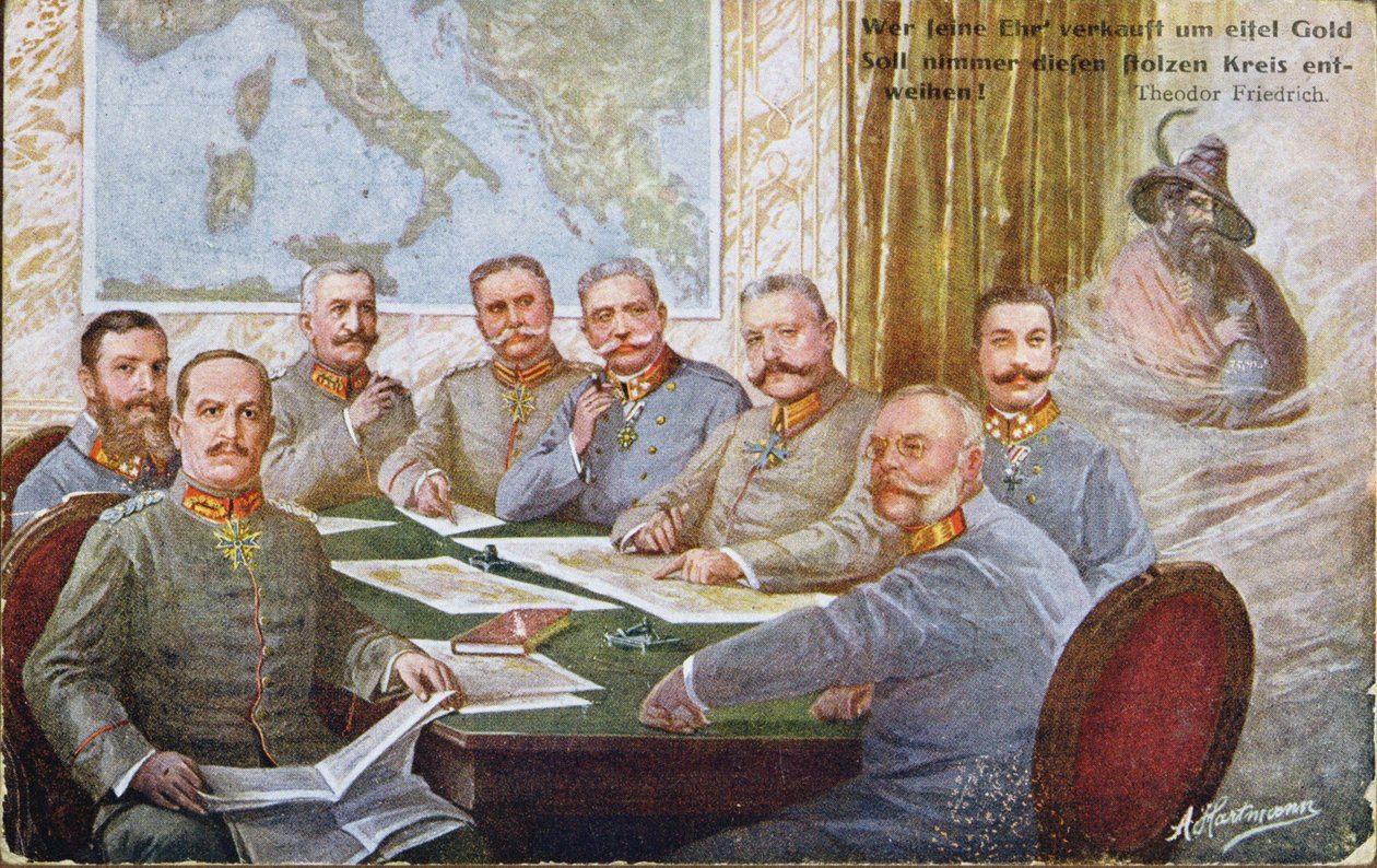 1915年，第一次世界大战的奥地利和德国将军和战争领袖分别在兴登堡和麦肯森附近 作者 奥地利学派