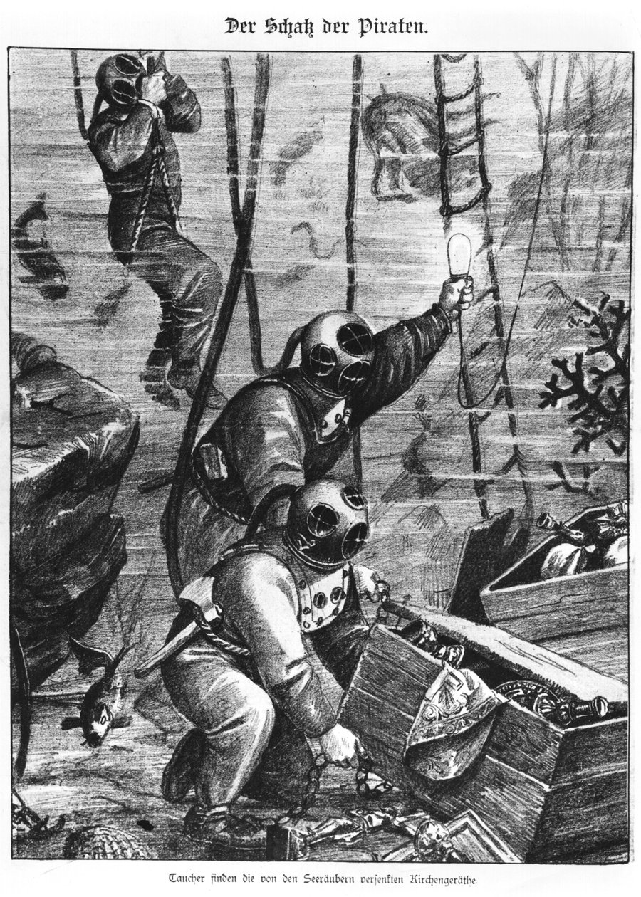 潜水员发现海盗宝藏，1897年 作者 奥地利学派