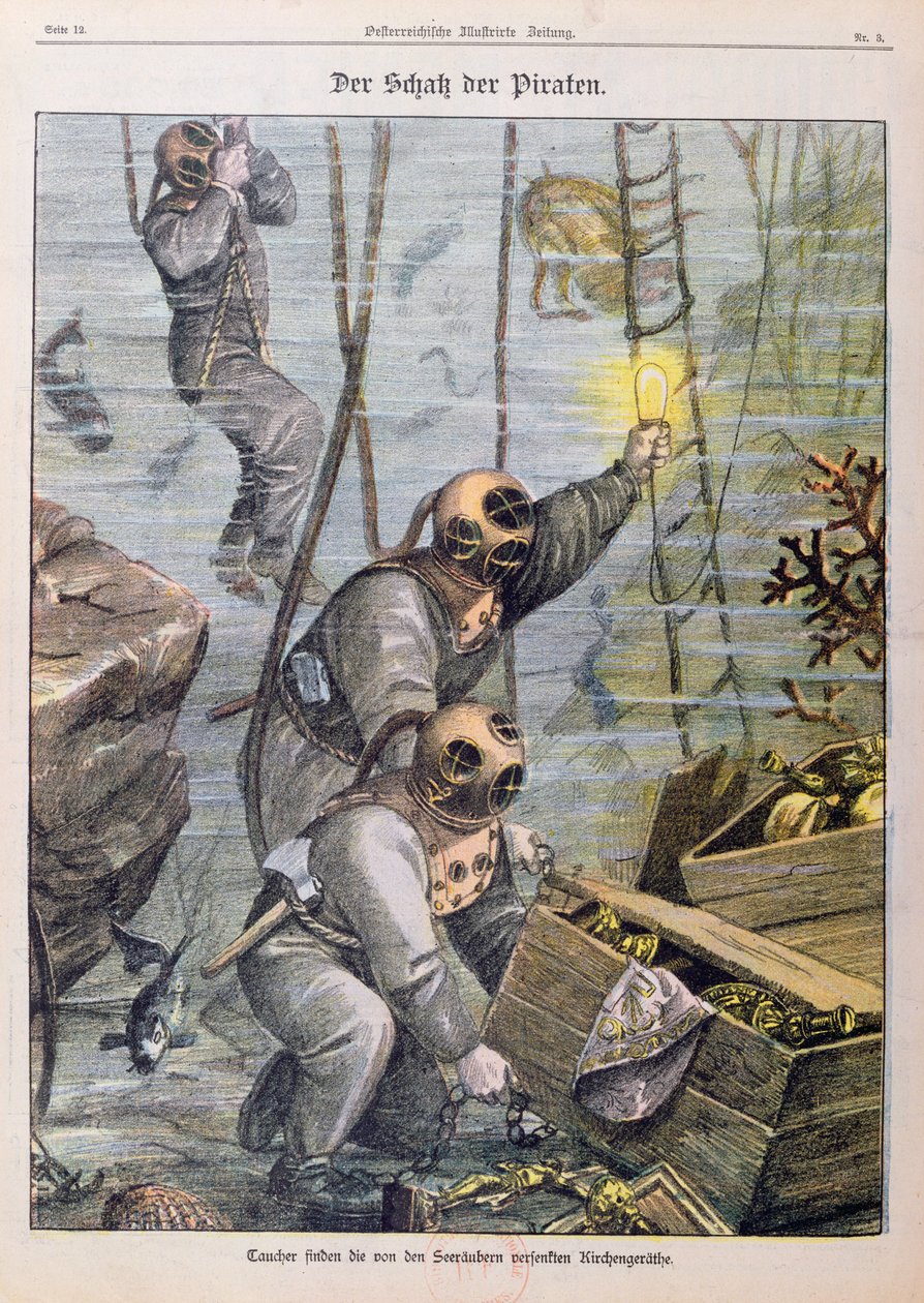 潜水员发现了1897年由教堂的海盗掠夺的财富 作者 奥地利学派
