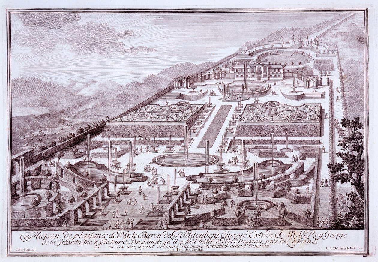 壮观的花园和Baron de Huldenburg宫殿，由他于1719年在Widlingsau建造 作者 奥地利学派