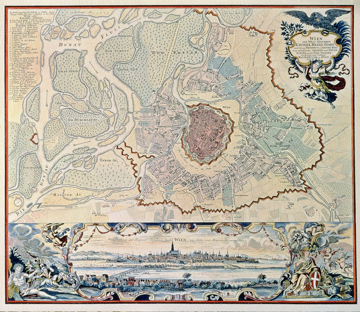 1720 年雕刻后的维也纳市平面图（雕刻） 作者 奥地利学派