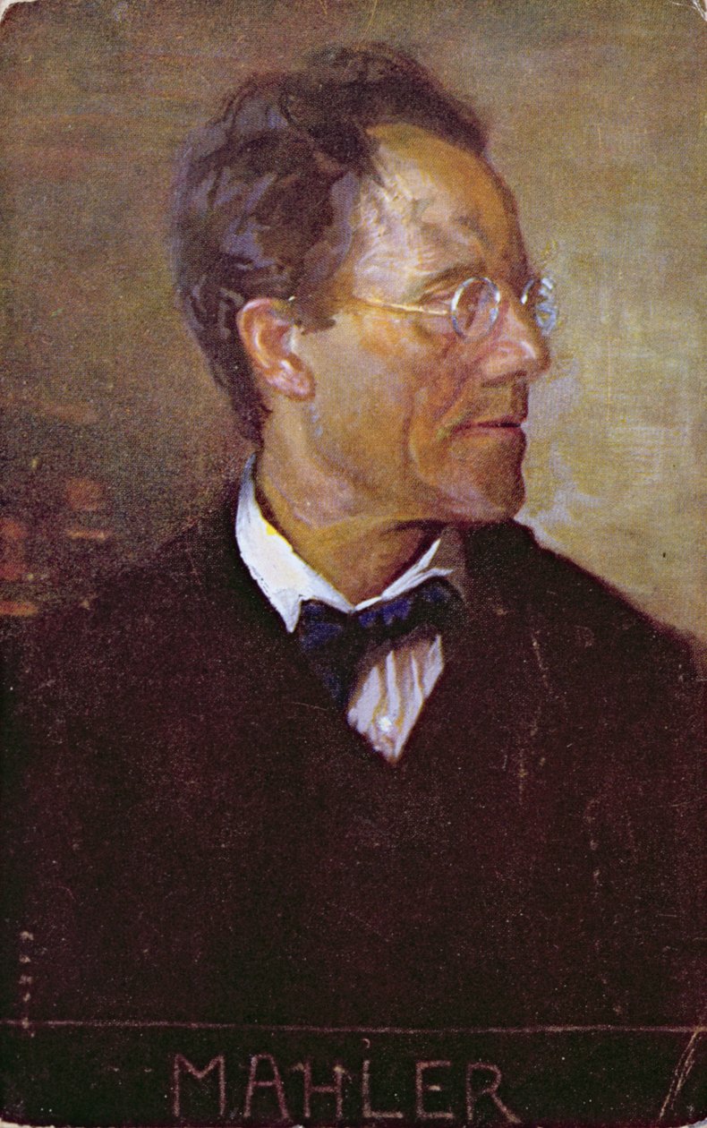 描绘古斯塔夫-马勒（1860-1911 年）肖像的明信片，约 1910 年（彩色石版印刷） 作者 奥地利学派