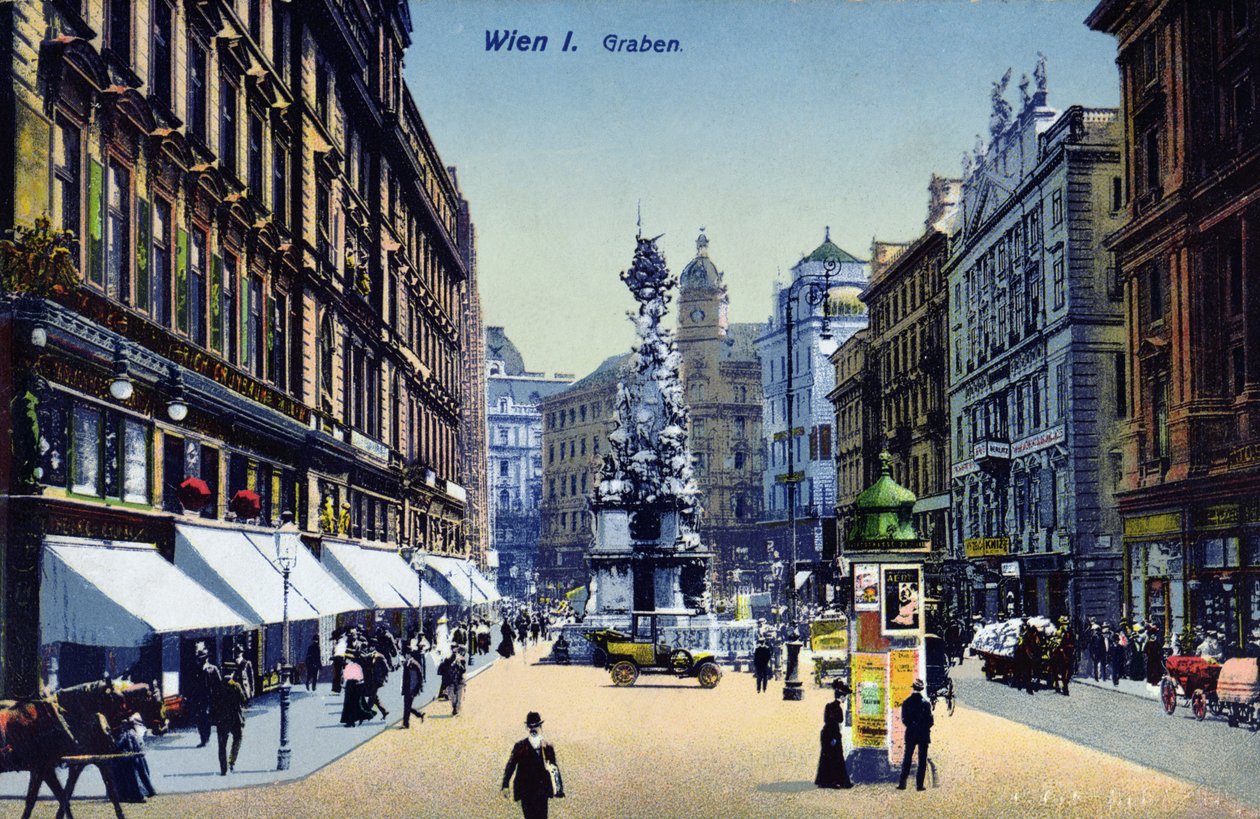 明信片描绘在维也纳的Graben，c.1910 作者 奥地利学派