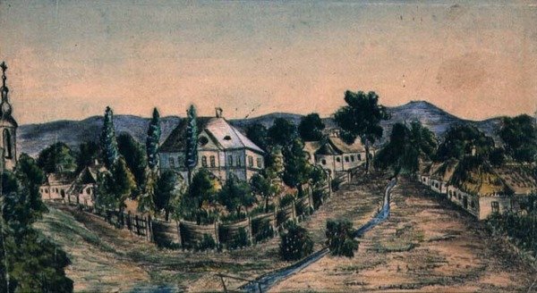 乡村风景，约1830年（纸上水彩）。 作者 奥地利学派